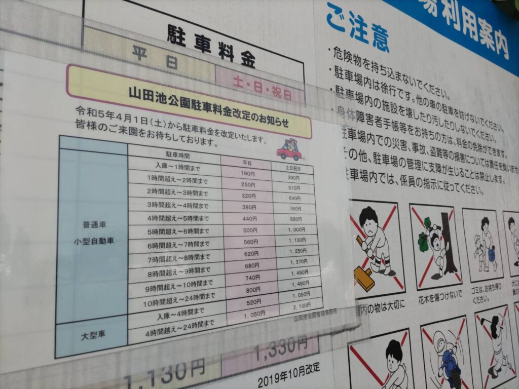 山田池公園の駐車料金の写真