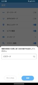 SkyPhoneのマスター検索を制限するためのパスワード入力画面の写真